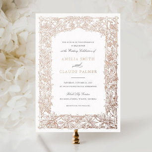 Invitation En Aluminium Élégant Cadre de Vigne Feuillue Vintage Mariage en