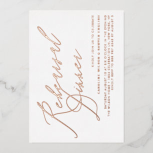 Invitation En Aluminium Élégant Calligraphie Rose Dîner de répétition d'or