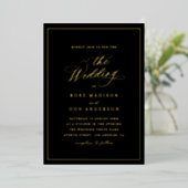 Invitation En Aluminium Elegant calligraphy black and gold wedding (Debout devant)