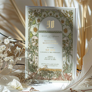Invitation En Aluminium Élégant carton d'invitation botanique pour 90e ann