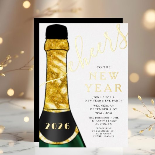 Invitation En Aluminium Elegant Champagne New Year's Eve Party