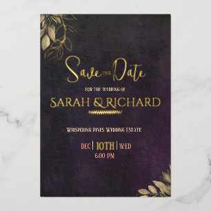Invitation En Aluminium Elégant Charcoal Black Gold Velvet Enregistrer la 