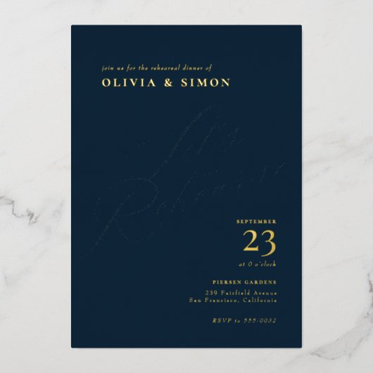 Invitation En Aluminium Élégant Chic Calligraphy Rehearer Dîner Invitati (Recto)