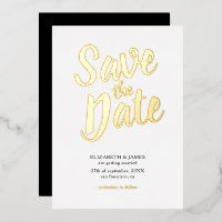 Élégant Chic Enregistrer La Date Gold Foil Invitat