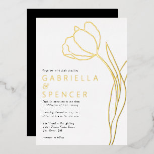 Invitation En Aluminium Élégant Chic Fleur Tulipe Or Mariage