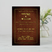 Invitation En Aluminium Elegant Chic Gold sur Mariage en cuir Brown (Debout devant)