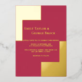 Invitation En Aluminium Élégant Chic Luxury Magenta Gold Frame Mariage (Recto)