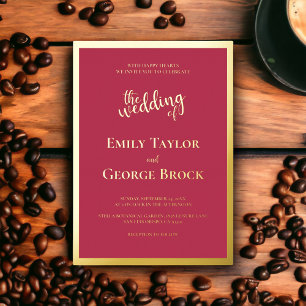 Invitation En Aluminium Élégant Chic Luxury Magenta Gold Frame Mariage