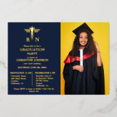 Invitation En Aluminium Élégant Chic Typographie Infirmière Parti de Gradu (Recto)