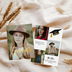 Invitation En Aluminium Elégant Chic Typography Graduation Party