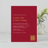 Invitation En Aluminium Élégant chinois double bonheur Mariage VRAI (Debout devant)