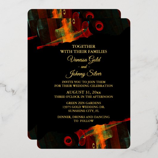 Invitation En Aluminium Elegant Classic Modern Trendy Pattern #903 Wedding (Recto/Verso)