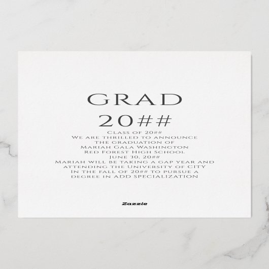 Invitation En Aluminium Élégant Classic Script tendance (Verso)