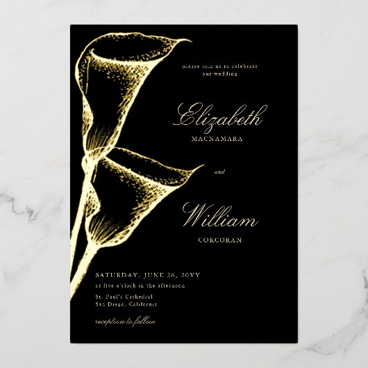 Invitation En Aluminium Élégant classique classique classique Calla Lilly  (Recto)