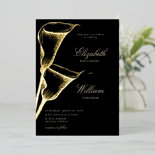 Invitation En Aluminium Élégant classique classique classique Calla Lilly  (Debout devant)