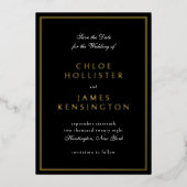 Invitation En Aluminium Élégant classique Formal Black Photo Mariage Gold (Recto)
