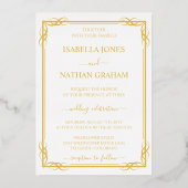Invitation En Aluminium Elégant classique or et Mariage blanc (Recto)