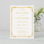 Invitation En Aluminium Elégant classique or et Mariage blanc (Debout devant)