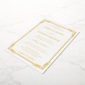 Invitation En Aluminium Elégant classique or et Mariage blanc (Rotation)