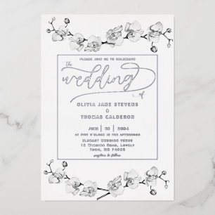 Invitation En Aluminium Élégant classique Orchidées Blanches Romantique Ma