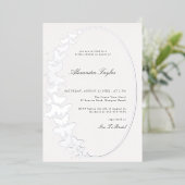 Invitation En Aluminium Élégant classique papillon de mariée Argent (Debout devant)