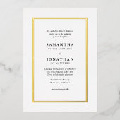 Invitation En Aluminium Élégant classique photo Gold Foil Mariage frontali (Recto)