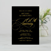 Invitation En Aluminium Élégant Classique Script 60e Anniversaire de Maria (Debout devant)