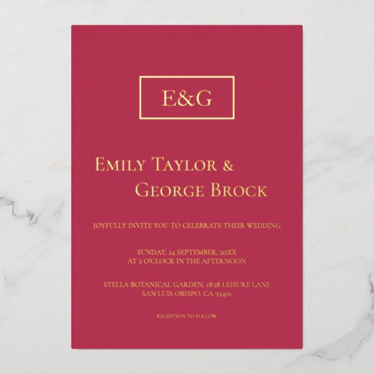 Invitation En Aluminium Élégant Classy Gold Script Magenta Modern Mariage (Recto)