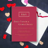 Invitation En Aluminium Élégant Classy Gold Script Magenta Modern Mariage