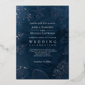 Invitation En Aluminium Elégant Classy Navy Blue Ocean Beach Mariage (Recto)