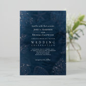 Invitation En Aluminium Elégant Classy Navy Blue Ocean Beach Mariage (Debout devant)