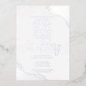 Invitation En Aluminium Elégant coin argent Bordure Mariage traditionnel (Recto)