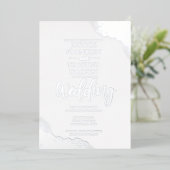 Invitation En Aluminium Elégant coin argent Bordure Mariage traditionnel (Debout devant)