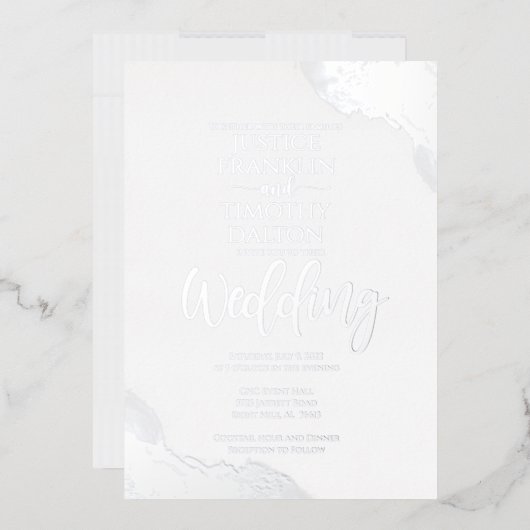 Invitation En Aluminium Elégant coin argent Bordure Mariage traditionnel (Enveloppe)