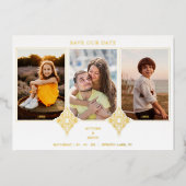 Invitation En Aluminium Elegant Collage Lace Romantic 3 Photos Couple (Recto)