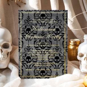 Invitation En Aluminium Elégant crâne gothique Halloween Costume Party Or