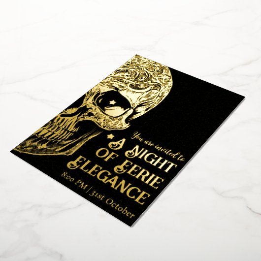 Invitation En Aluminium Elégant crâne gothique Halloween Foil (Rotation)