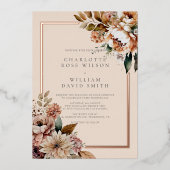 Invitation En Aluminium Elégant Crème Automne Aquarelle Fleurs Mariage (Recto)