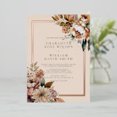 Invitation En Aluminium Elégant Crème Automne Aquarelle Fleurs Mariage (Debout devant)