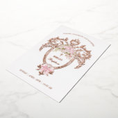 Invitation En Aluminium Elegant Crest Pink Bow Baptism Rose Gold (Rotation)