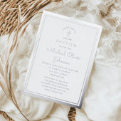 Invitation En Aluminium Elégant croix religieuse Dusty Blue Boy Baptême
