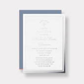Invitation En Aluminium Elégant croix religieuse Dusty Blue Boy Baptême