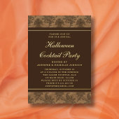 Invitation En Aluminium Elégant Damask Halloween Cocktail Party Gold