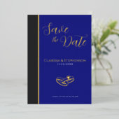 Invitation En Aluminium Elegant Deep Blue  Anthracite  Photo Save The Date (Debout devant)