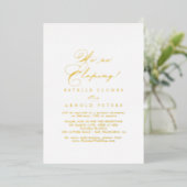Invitation En Aluminium Elégant Design Elopement Réception Or (Debout devant)