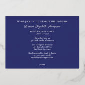 Invitation En Aluminium Élégant diplôme 3 Photo Blue Gold (Verso)