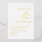 Invitation En Aluminium Elégant Dusty Blue Ampersand Mariage Gold (Recto)
