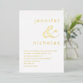 Invitation En Aluminium Elégant Dusty Blue Ampersand Mariage Gold (Debout devant)
