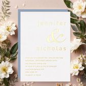 Invitation En Aluminium Elégant Dusty Blue Ampersand Mariage Gold