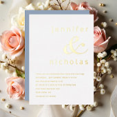 Invitation En Aluminium Elégant Dusty Blue Ampersand Mariage Gold